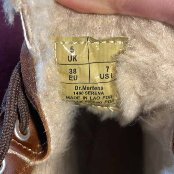 Dr Martens 1460 Serena WOMEN'S FAUX FUR LINED LACE UP BOOTS brown - Picture 6 of 6